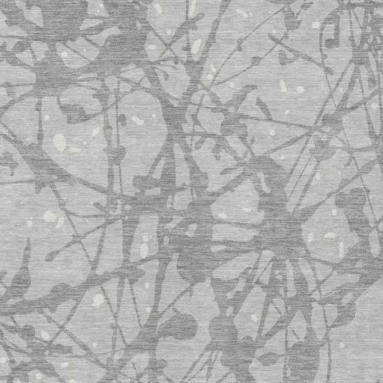 Silver And Gray Abstract Washable Indoor Outdoor Area Rug Photo 2