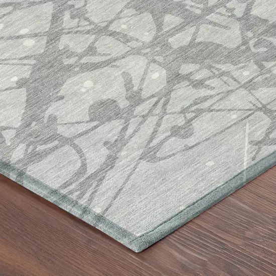 Silver And Gray Abstract Washable Indoor Outdoor Area Rug Photo 4