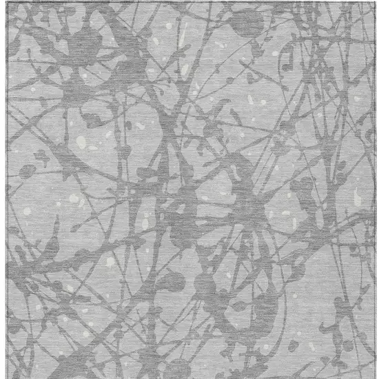 Silver And Gray Abstract Washable Indoor Outdoor Area Rug Photo 3