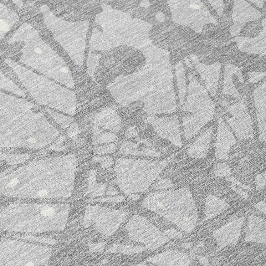 Silver And Gray Abstract Washable Indoor Outdoor Area Rug Photo 5