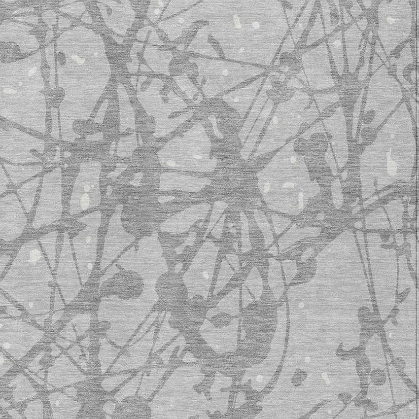 Silver And Gray Abstract Washable Indoor Outdoor Area Rug Photo 2