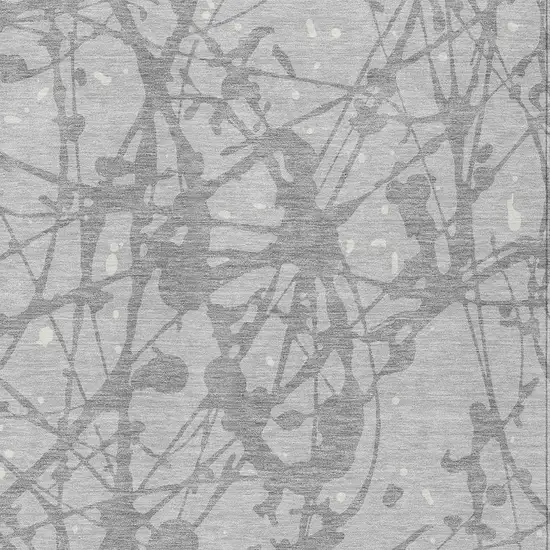 Silver And Gray Abstract Washable Indoor Outdoor Area Rug Photo 2