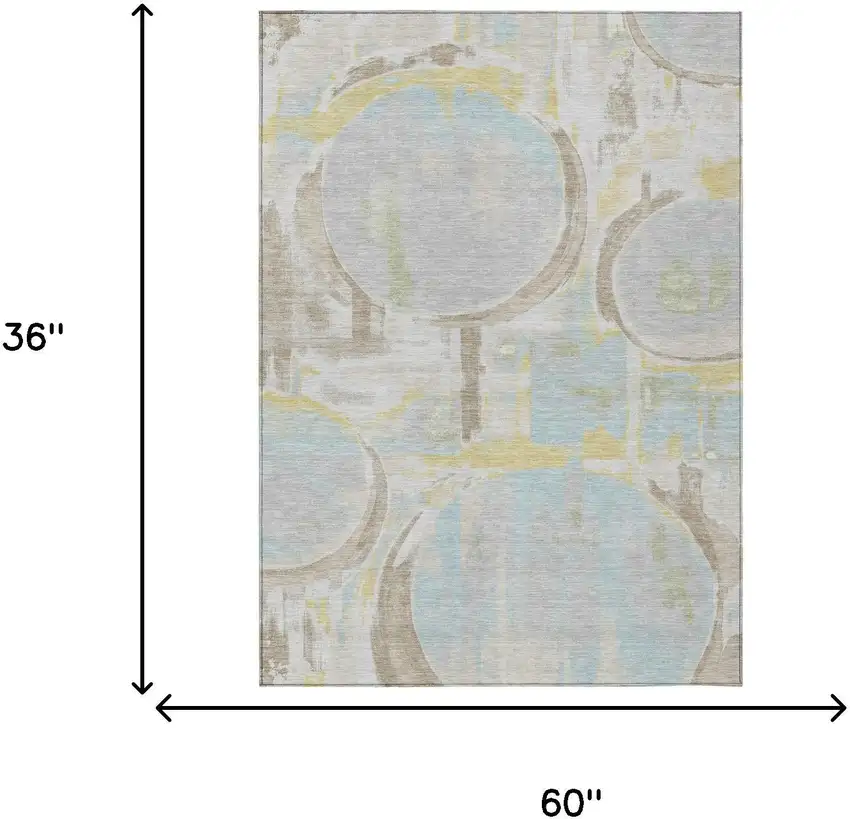 Silver And Gray Abstract Washable Indoor Outdoor Area Rug Photo 6