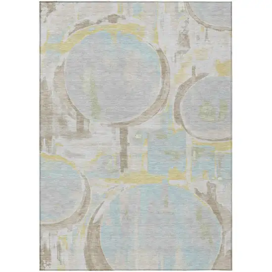 Silver And Gray Abstract Washable Indoor Outdoor Area Rug Photo 2