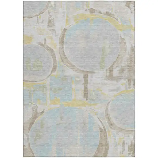 Silver And Gray Abstract Washable Indoor Outdoor Area Rug Photo 3