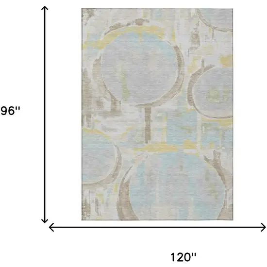 Silver And Gray Abstract Washable Indoor Outdoor Area Rug Photo 6