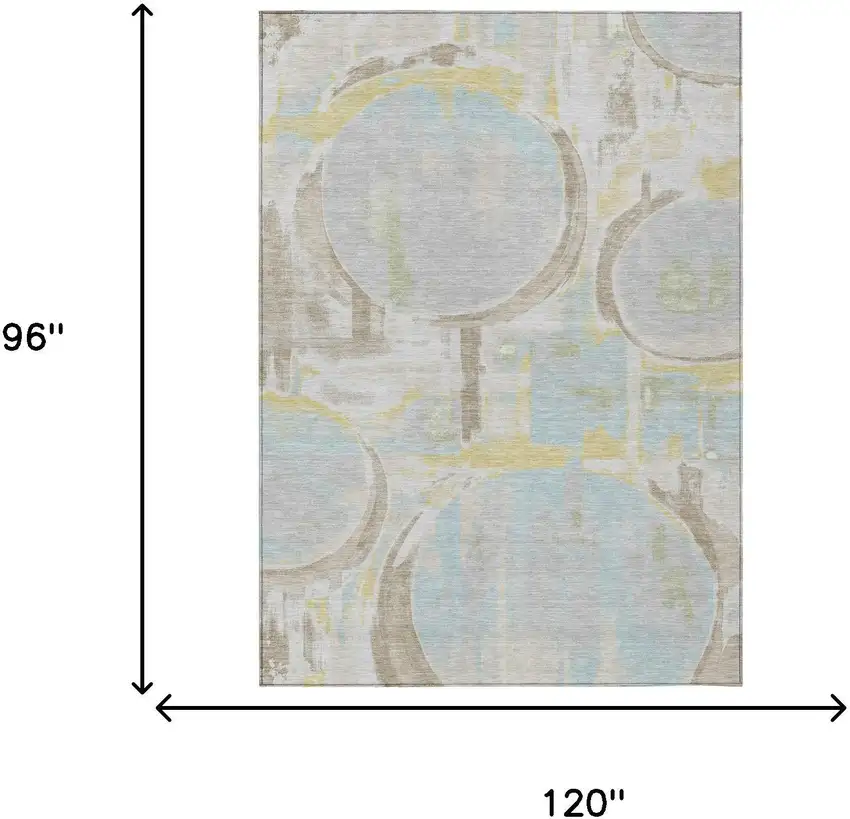 Silver And Gray Abstract Washable Indoor Outdoor Area Rug Photo 6