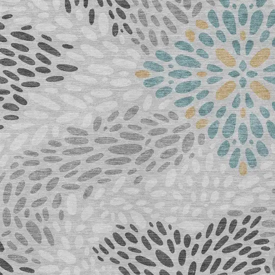 Silver And Gray Abstract Washable Indoor Outdoor Area Rug Photo 2