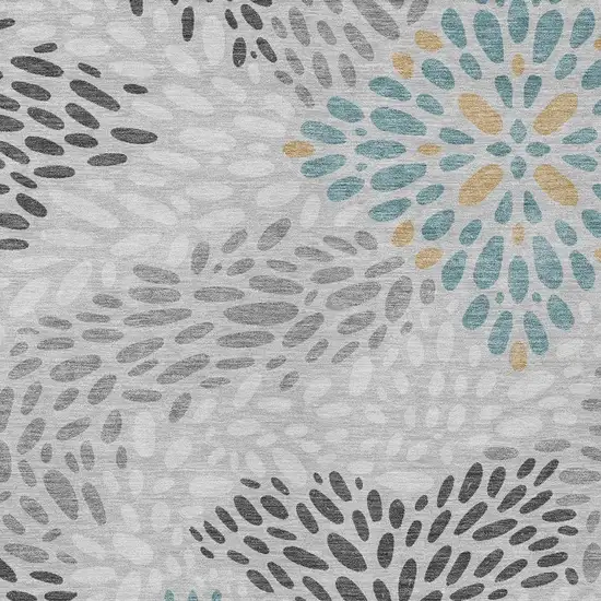 Silver And Gray Abstract Washable Indoor Outdoor Area Rug Photo 2