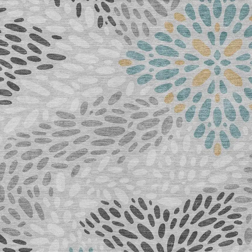 Silver And Gray Abstract Washable Indoor Outdoor Area Rug Photo 2