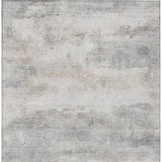 Silver And Gray Abstract Washable Indoor Outdoor Area Rug Photo 7