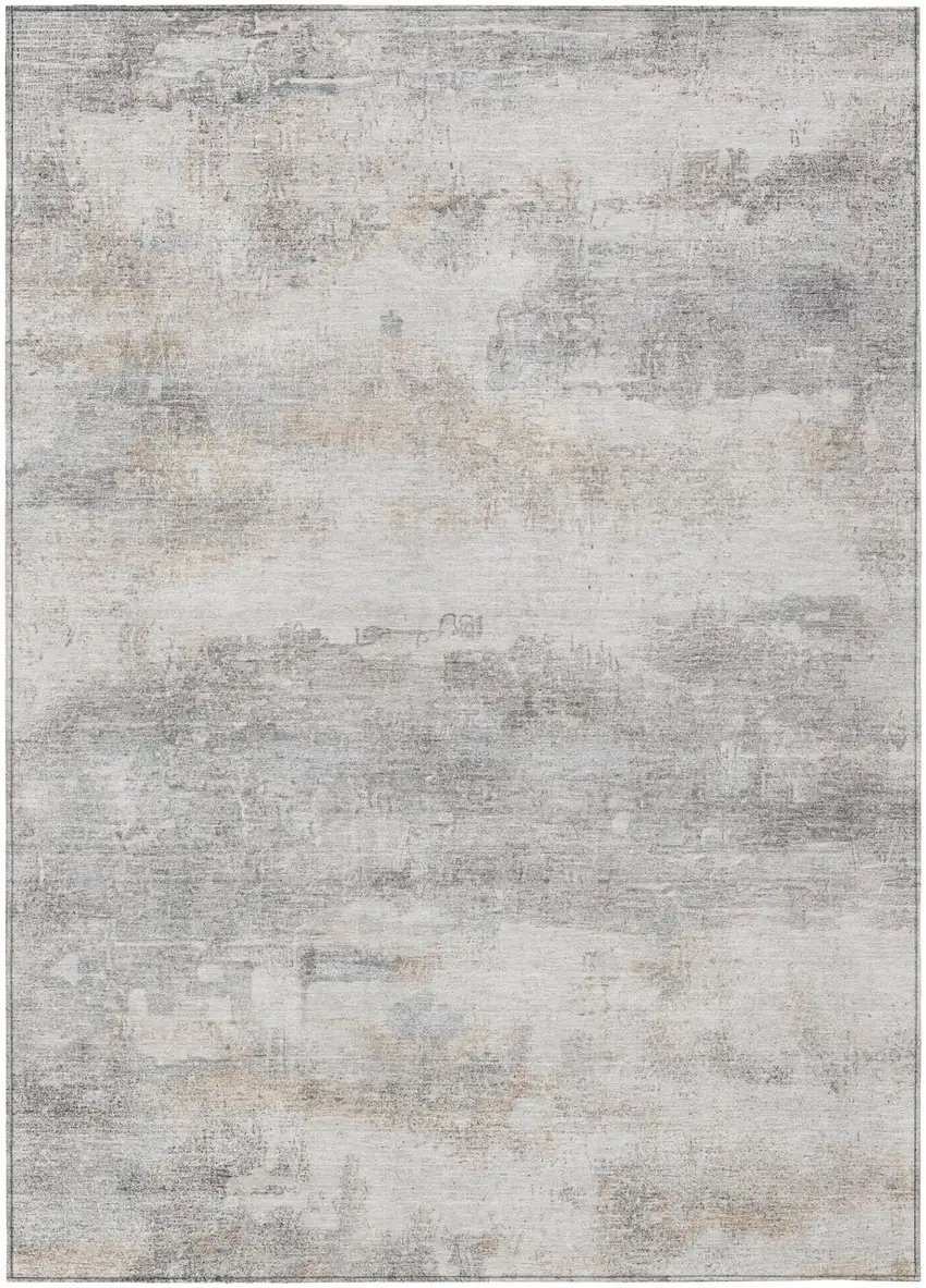 Silver And Gray Abstract Washable Indoor Outdoor Area Rug Photo 3