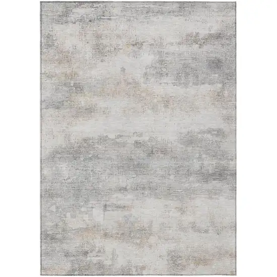 Silver And Gray Abstract Washable Indoor Outdoor Area Rug Photo 3