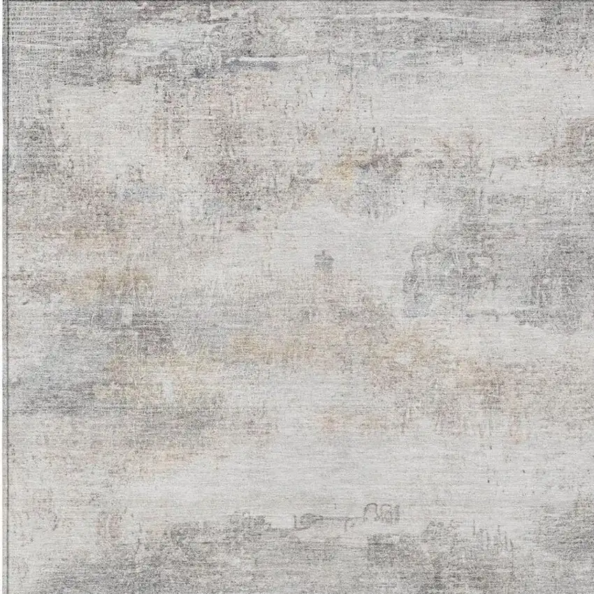Silver And Gray Abstract Washable Indoor Outdoor Area Rug Photo 5