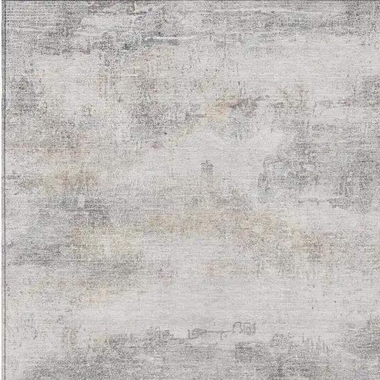 Silver And Gray Abstract Washable Indoor Outdoor Area Rug Photo 5