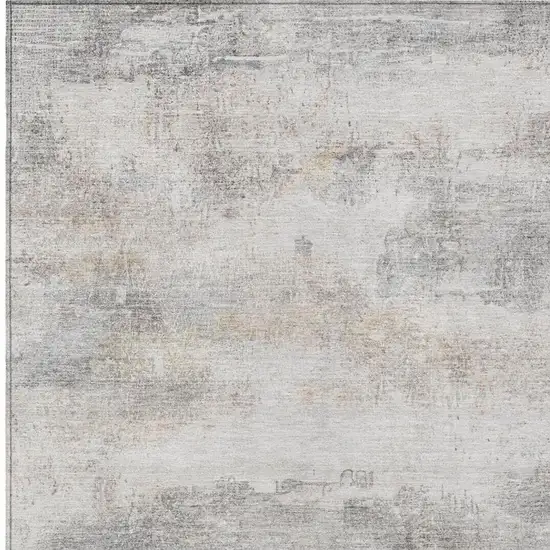 Silver And Gray Abstract Washable Indoor Outdoor Area Rug Photo 4