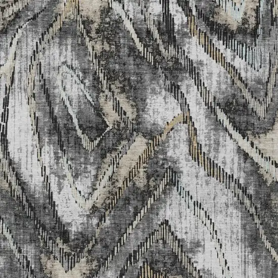 Silver And Gray Abstract Washable Indoor Outdoor Area Rug Photo 2