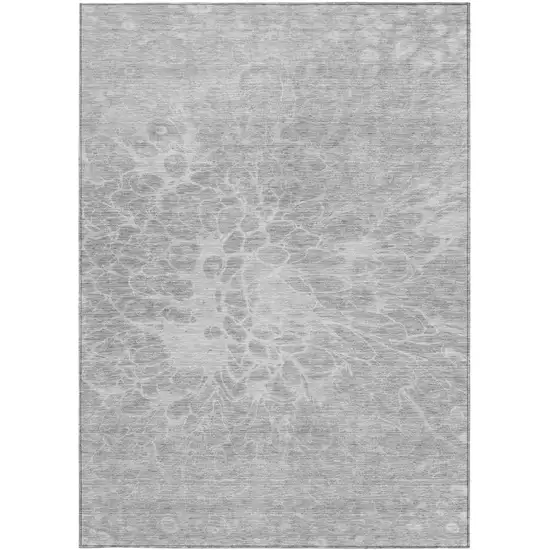 Silver And Gray Abstract Washable Indoor Outdoor Area Rug Photo 6