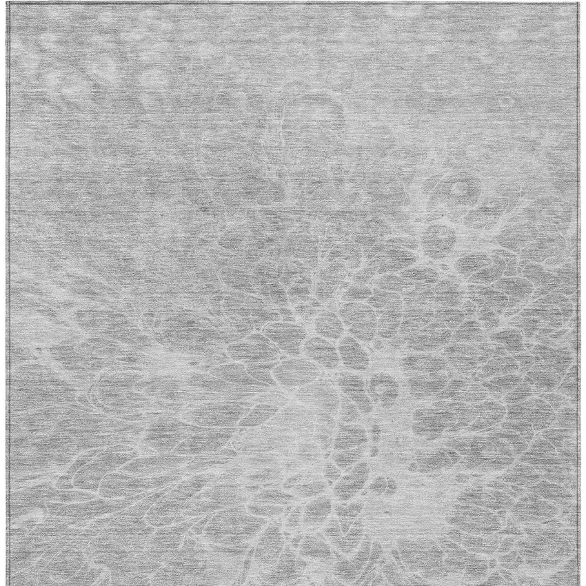 Silver And Gray Abstract Washable Indoor Outdoor Area Rug Photo 7