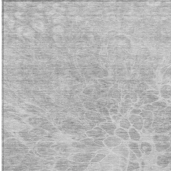 Silver And Gray Abstract Washable Indoor Outdoor Area Rug Photo 6