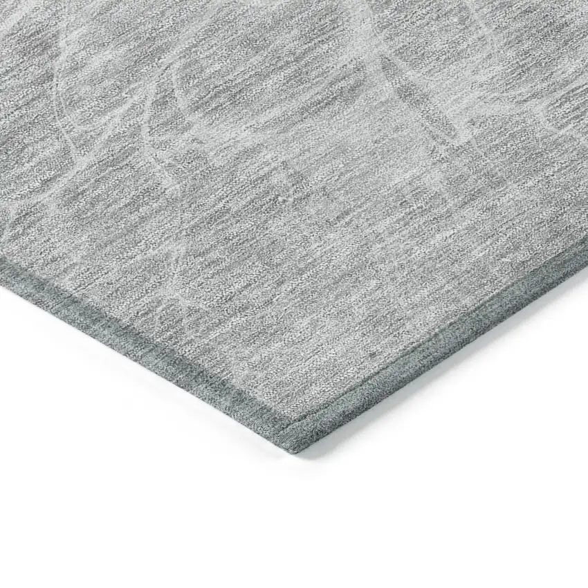 Silver And Gray Abstract Washable Indoor Outdoor Area Rug Photo 5