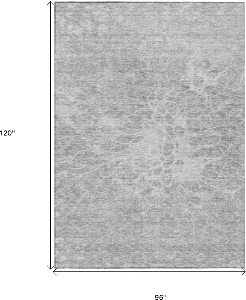Silver And Gray Abstract Washable Indoor Outdoor Area Rug Photo 3