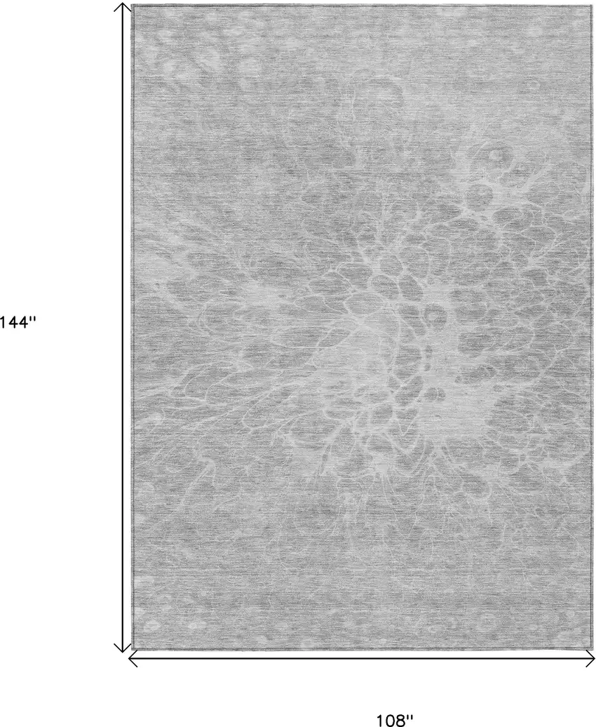 Silver And Gray Abstract Washable Indoor Outdoor Area Rug Photo 3