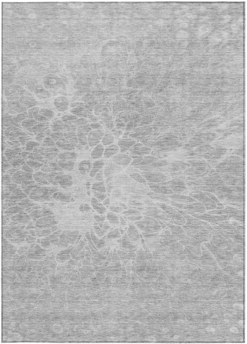 Silver And Gray Abstract Washable Indoor Outdoor Area Rug Photo 7