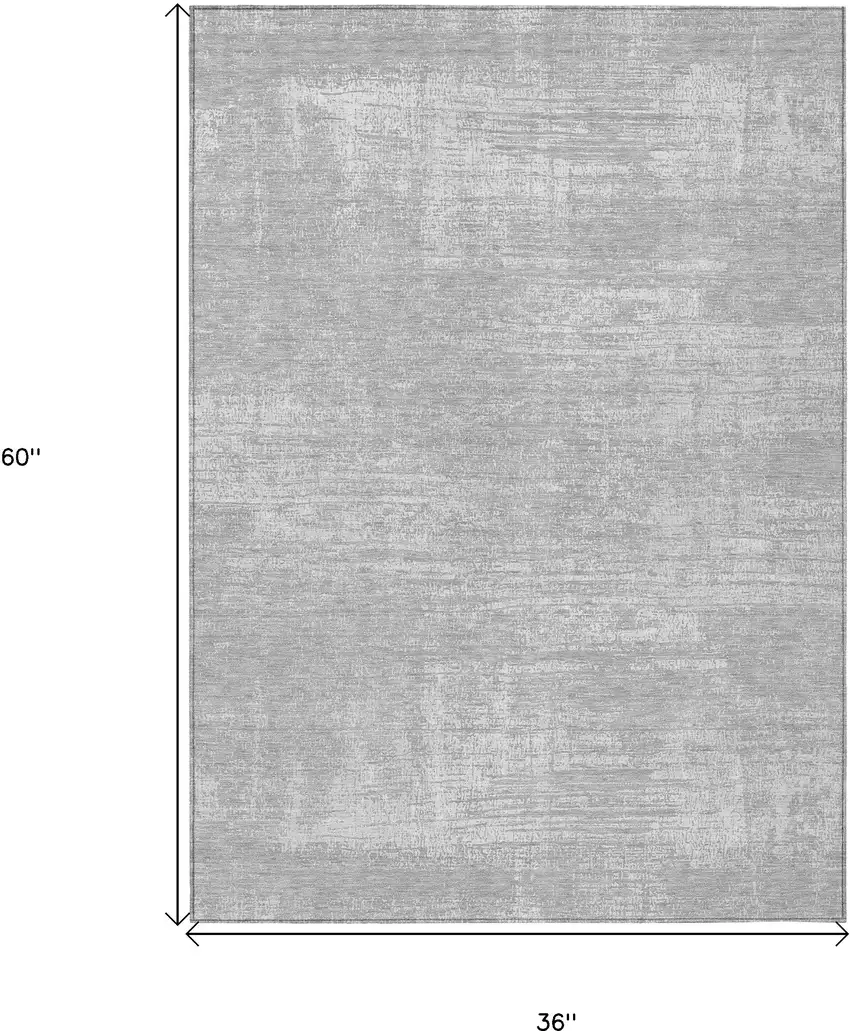 Silver And Gray Abstract Washable Indoor Outdoor Area Rug Photo 3