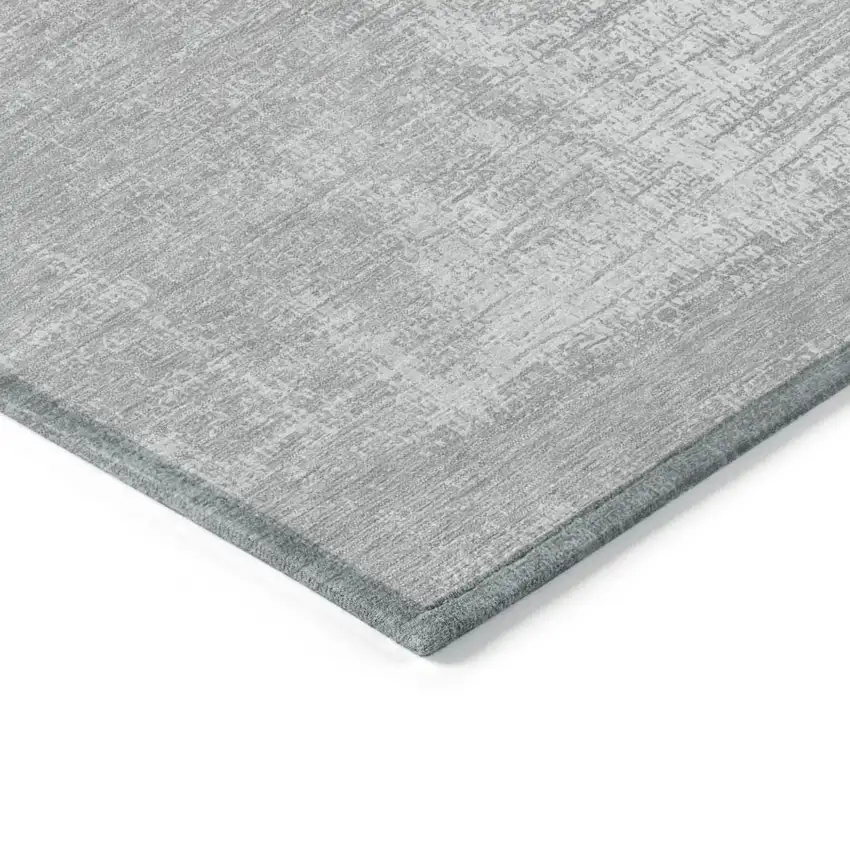 Silver And Gray Abstract Washable Indoor Outdoor Area Rug Photo 5