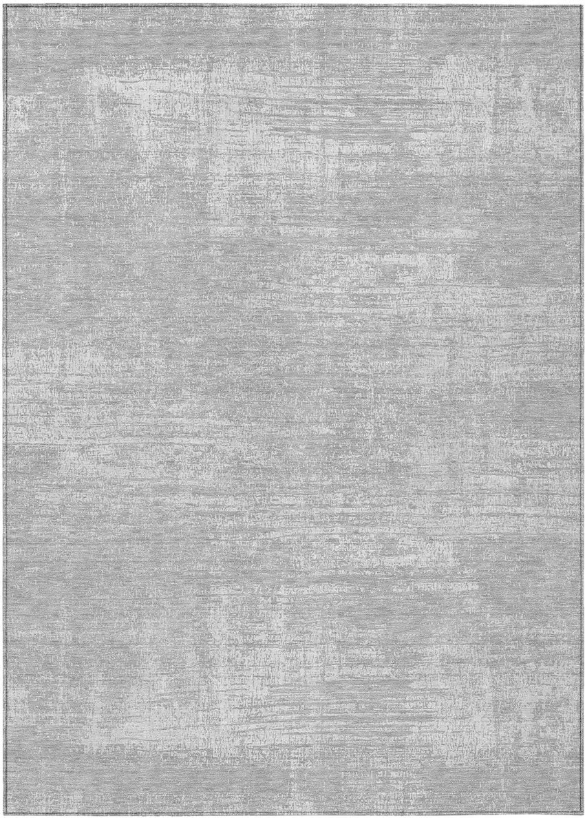 Silver And Gray Abstract Washable Indoor Outdoor Area Rug Photo 2
