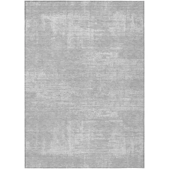Silver And Gray Abstract Washable Indoor Outdoor Area Rug Photo 2
