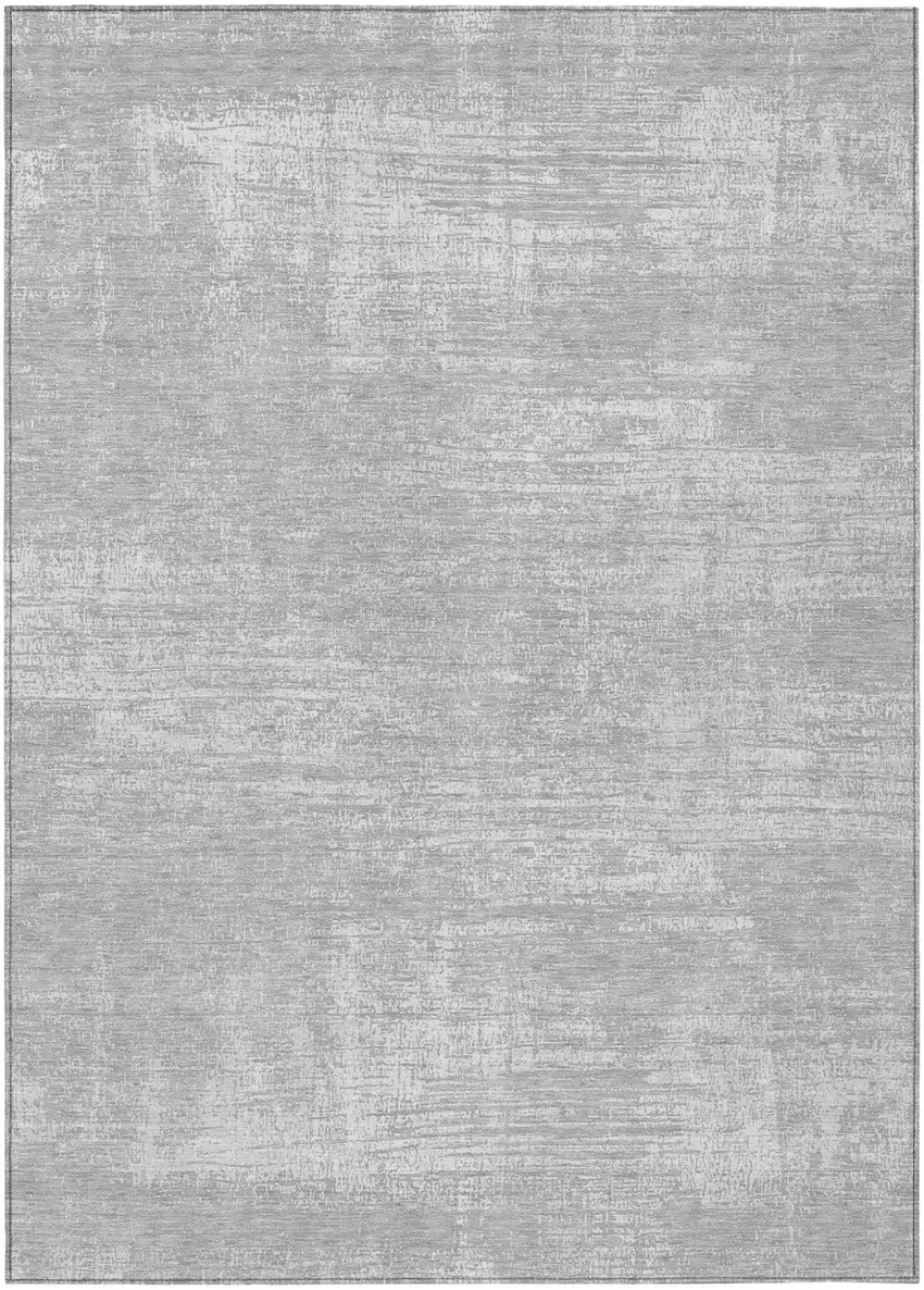 Silver And Gray Abstract Washable Indoor Outdoor Area Rug Photo 2
