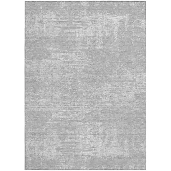 Silver And Gray Abstract Washable Indoor Outdoor Area Rug Photo 7