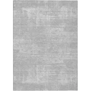 Photo of Silver And Gray Abstract Washable Indoor Outdoor Area Rug