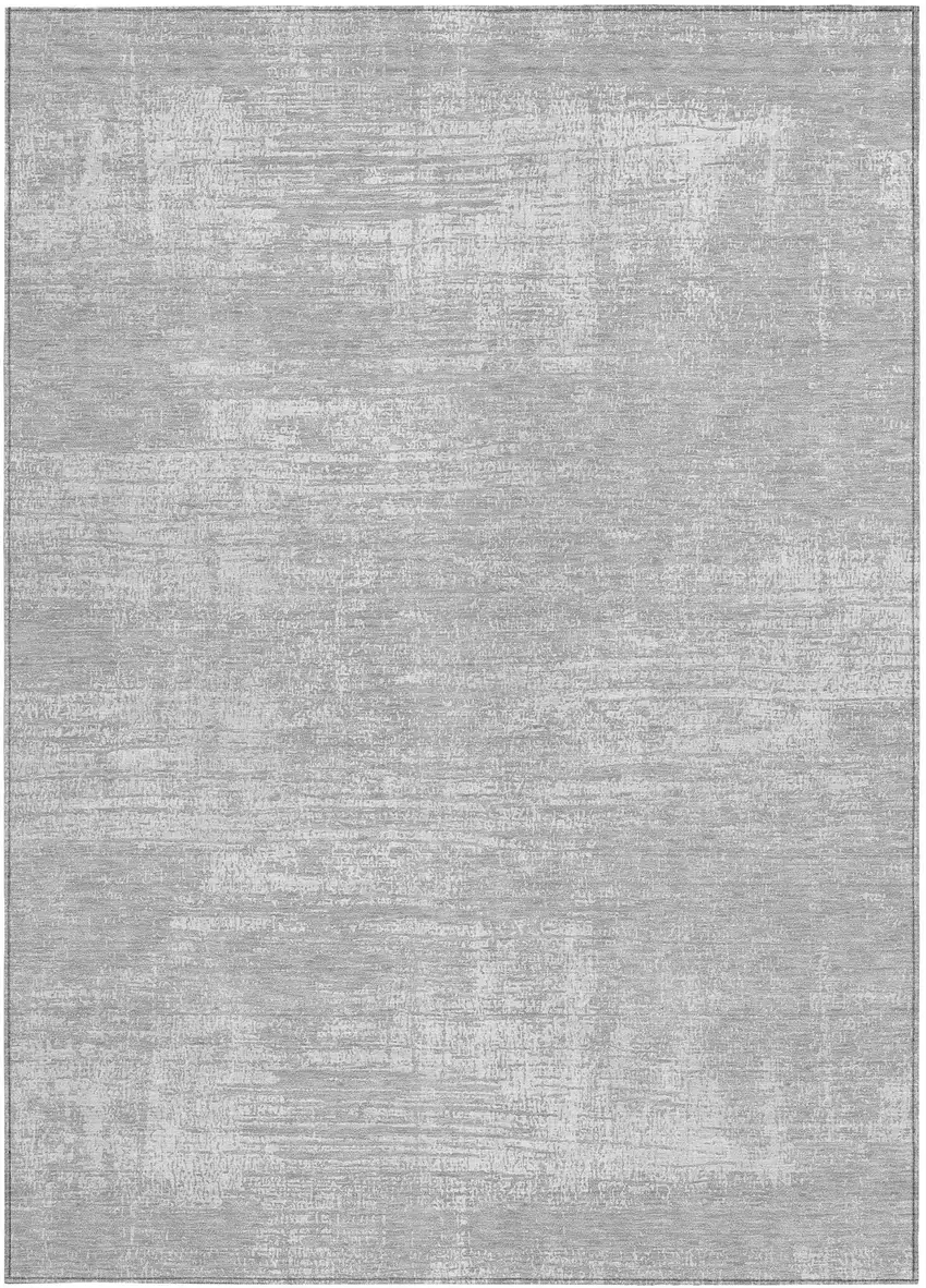 Silver And Gray Abstract Washable Indoor Outdoor Area Rug Photo 7