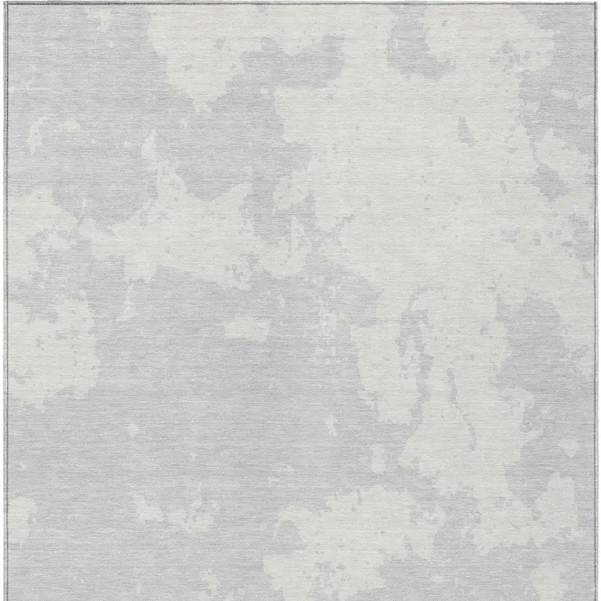 Silver And Gray Abstract Washable Indoor Outdoor Area Rug Photo 7