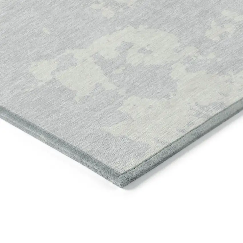Silver And Gray Abstract Washable Indoor Outdoor Area Rug Photo 5