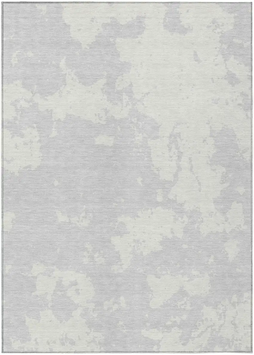 Silver And Gray Abstract Washable Indoor Outdoor Area Rug Photo 2