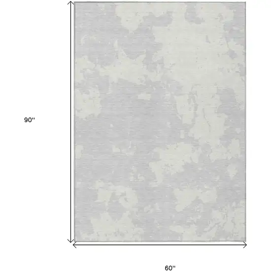 Silver And Gray Abstract Washable Indoor Outdoor Area Rug Photo 3
