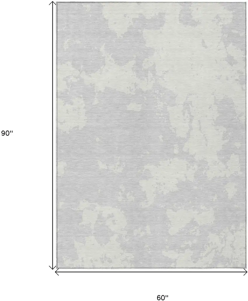 Silver And Gray Abstract Washable Indoor Outdoor Area Rug Photo 3
