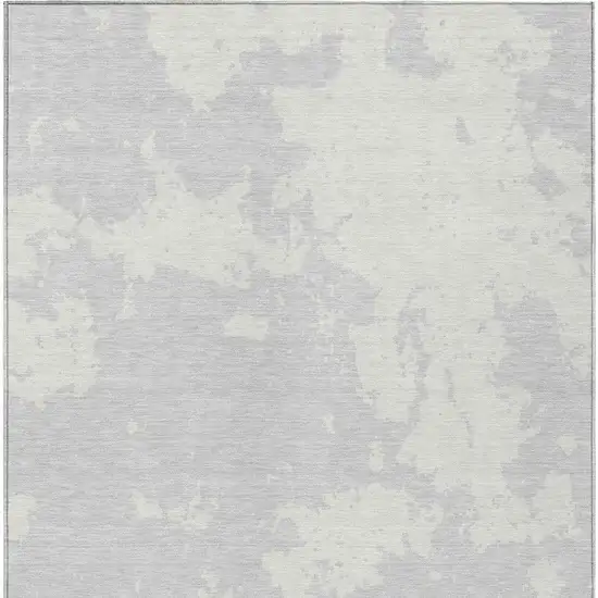 Silver And Gray Abstract Washable Indoor Outdoor Area Rug Photo 6