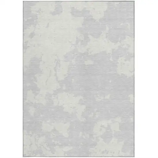 Silver And Gray Abstract Washable Indoor Outdoor Area Rug Photo 7