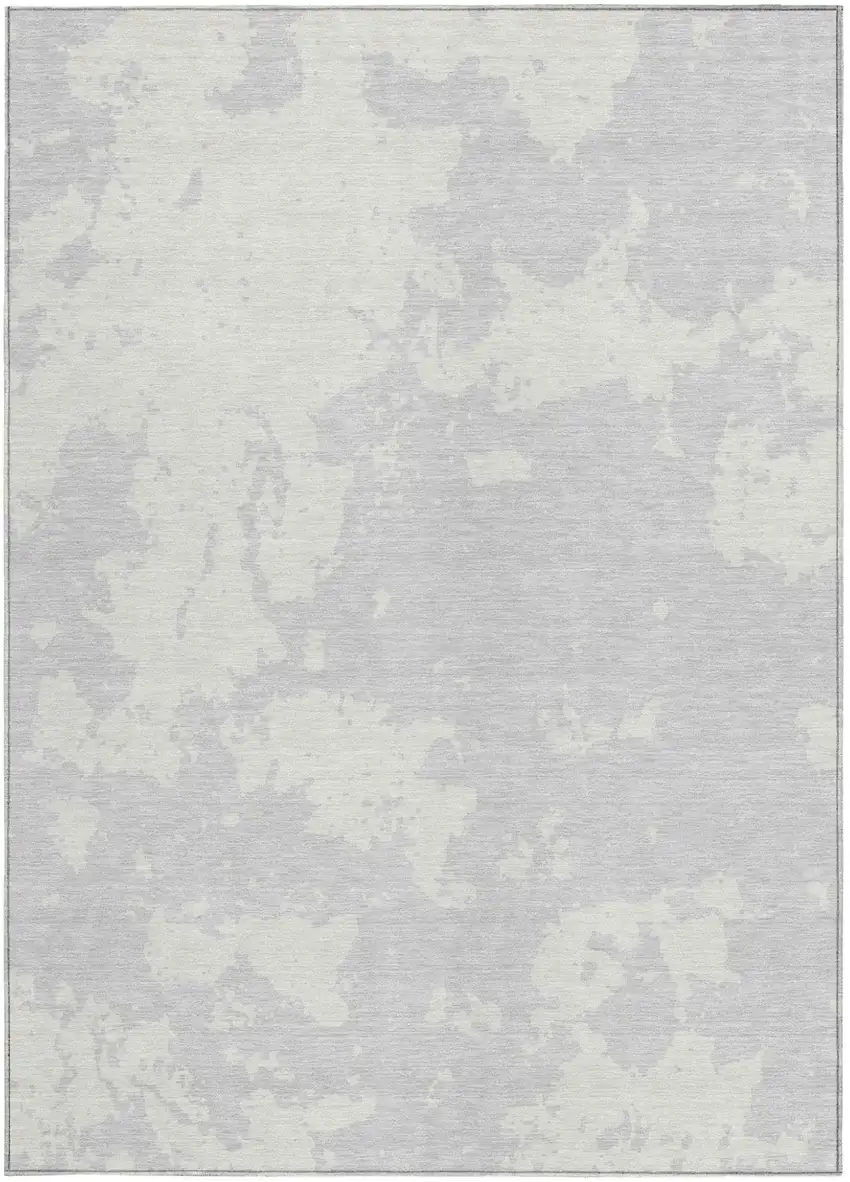 Silver And Gray Abstract Washable Indoor Outdoor Area Rug Photo 7