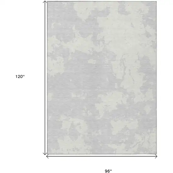 Silver And Gray Abstract Washable Indoor Outdoor Area Rug Photo 3