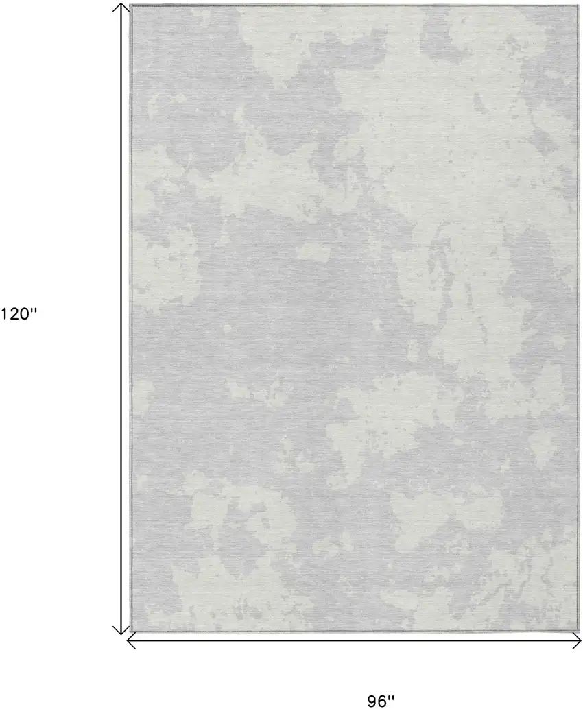 Silver And Gray Abstract Washable Indoor Outdoor Area Rug Photo 3