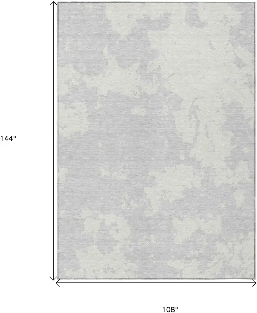 Silver And Gray Abstract Washable Indoor Outdoor Area Rug Photo 3