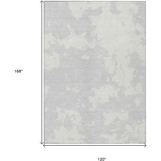 Silver And Gray Abstract Washable Indoor Outdoor Area Rug Photo 3