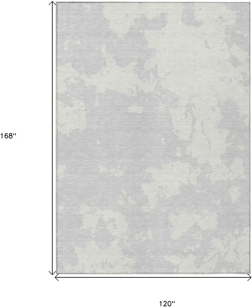 Silver And Gray Abstract Washable Indoor Outdoor Area Rug Photo 3