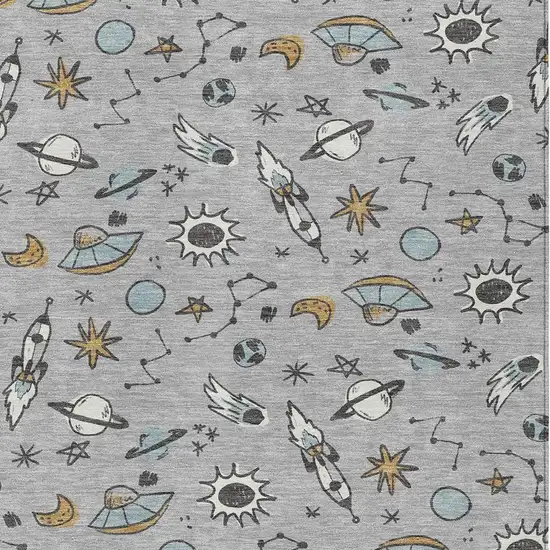 Silver And Gray Animal Print Washable Indoor Outdoor Area Rug Photo 2